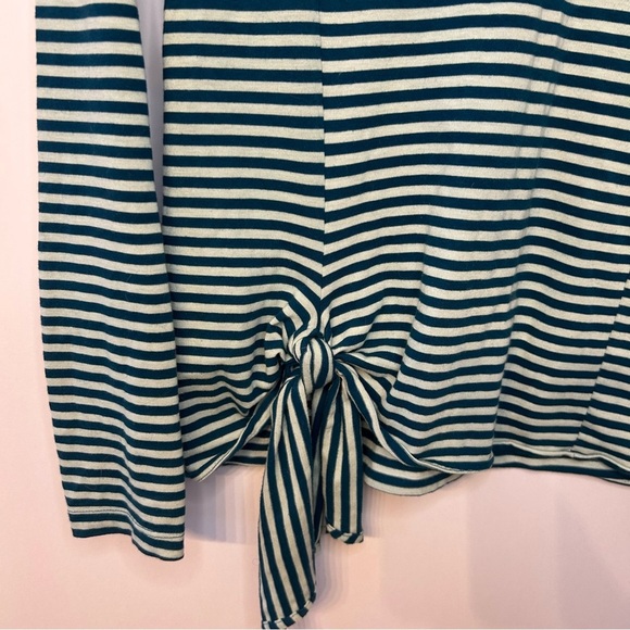 T.la from Anthropologie Barela Tie-Waist Top in Green and Blue Stripes, Size XS - Picture 6 of 9